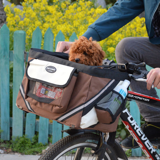 Pet Bicycle Carrier – Removable Handlebar Basket for Cats Dogs 🚲🐾 - The Fluffy Paw