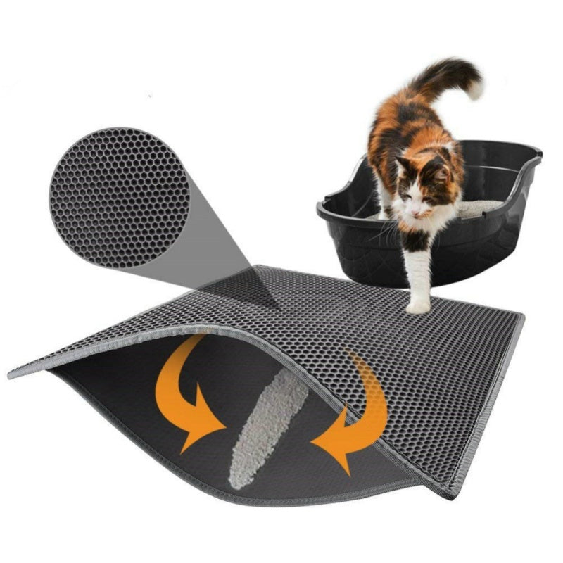 🐾 Honeycomb Cat Litter Mat – Waterproof &amp; Urine-Proof Pad 🐱 - The Fluffy Paw